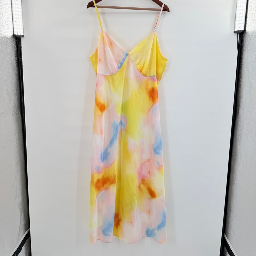 Diane von Furstenberg Target Watercolor Slip Dress XXL NWT Satin Pastel Maxi